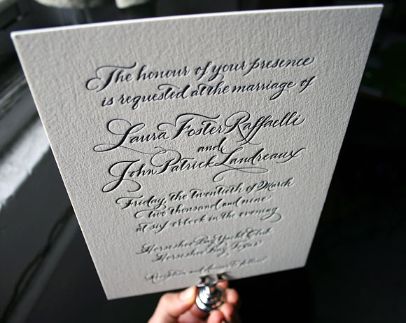 Letterpress calligraphy  - wedding invitations - Bella Figura