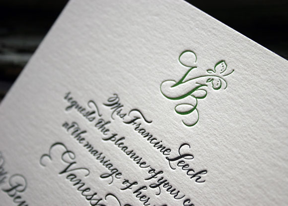 Letterpress calligraphy monogram  - wedding invitations - Bella Figura