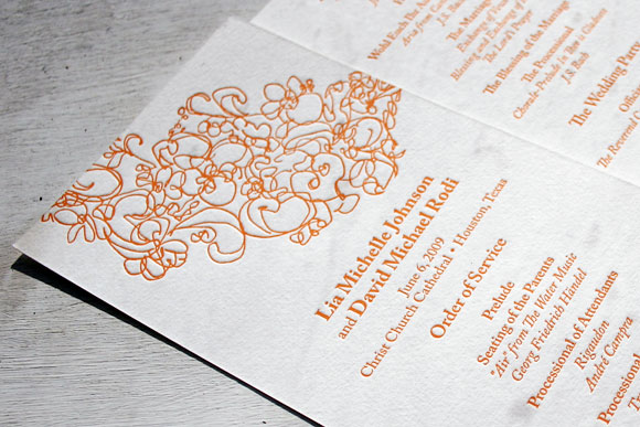 Letterpress Wedding Program