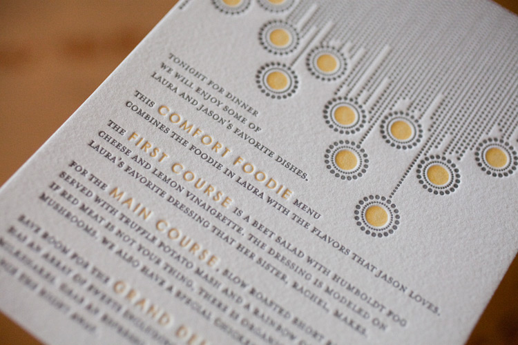 colorful and modern letterpress menus