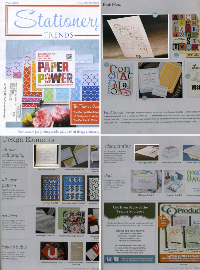 Stationery Trends magazine featured several Bella Figura wedding invitations 