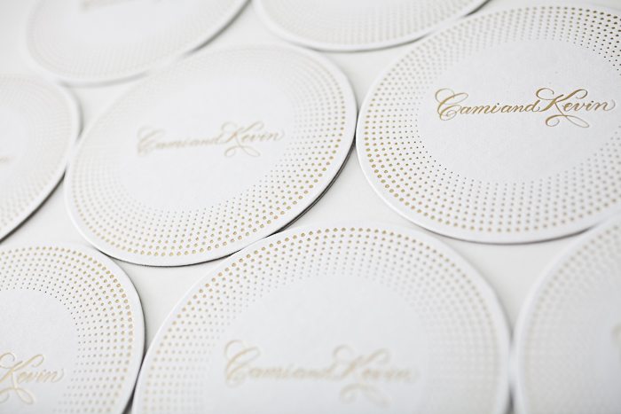 Gold matte foil stamped coasters from bella Figura