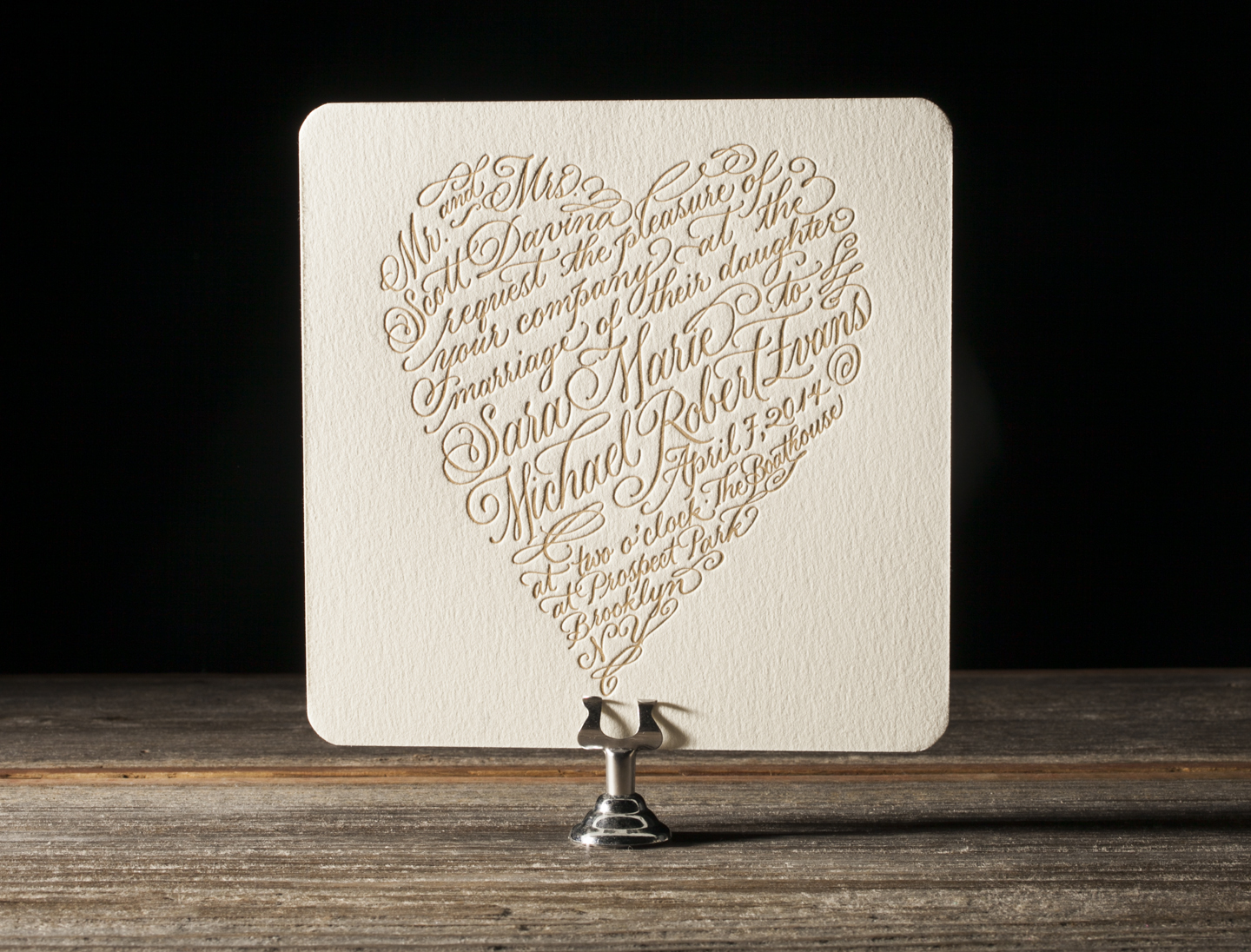 Amor calligraphy wedding invitations