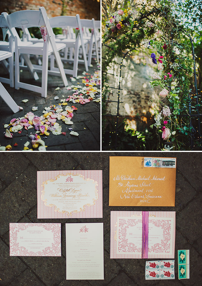 New Orleans wedding with letterpress invitations in Bella Figura's A Bientot design