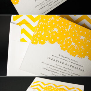 Sweet Daisy Bat Mitzvah invitations by Bella Figura