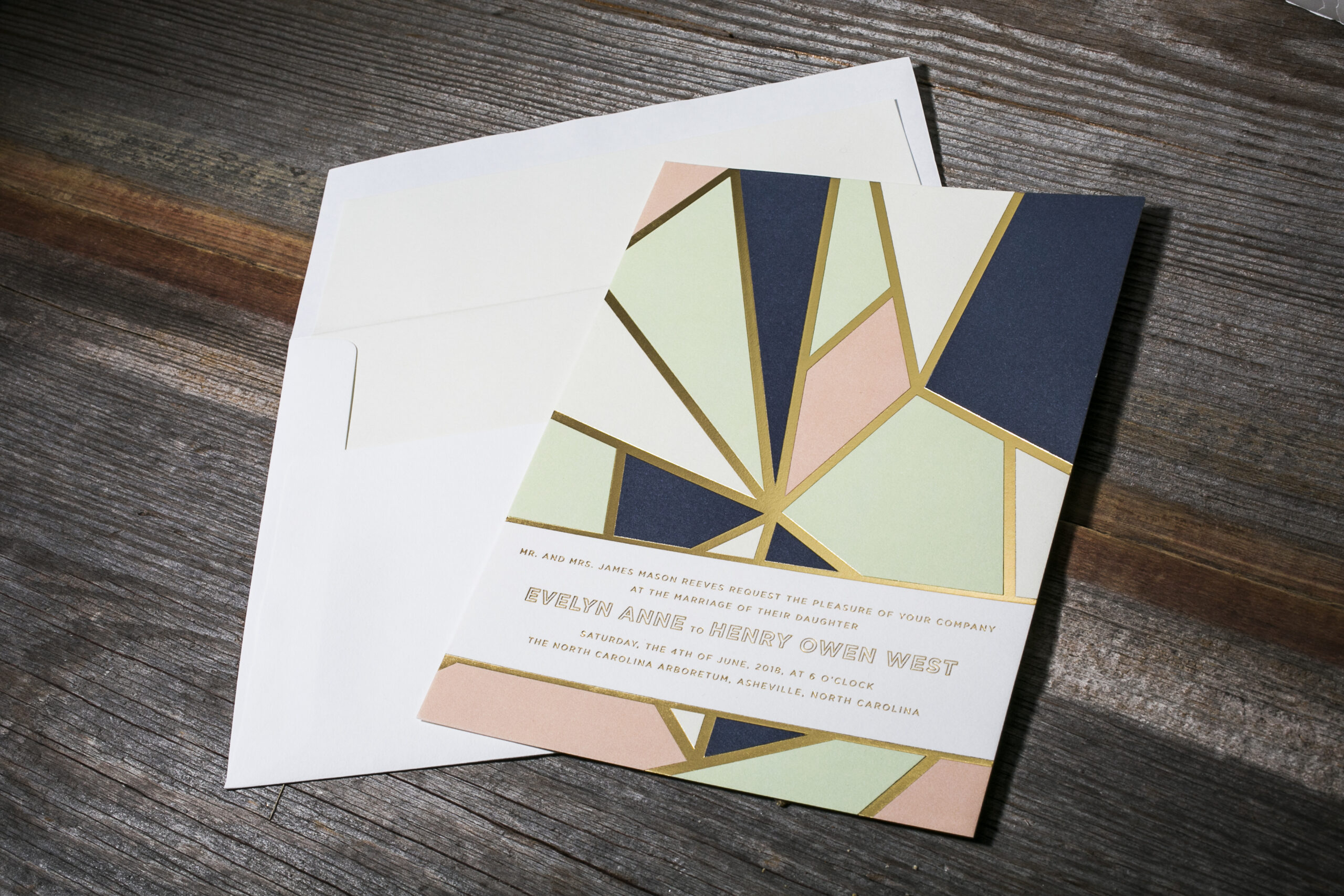 Briolette | Stained glass window inspired wedding invitations