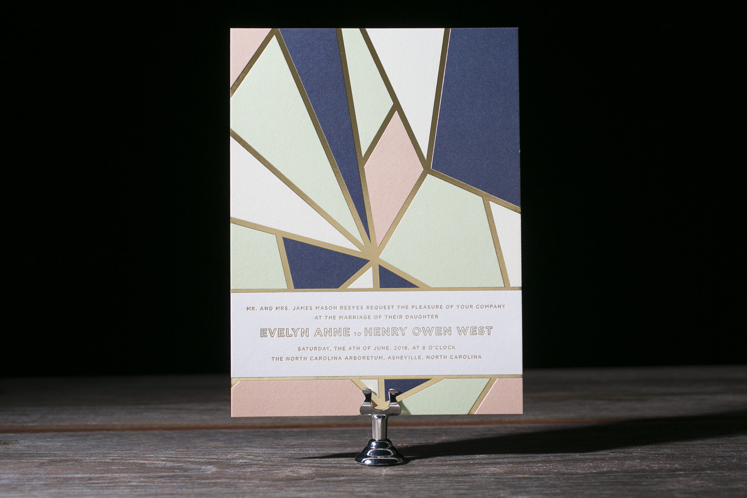 Briolette | Stained glass window inspired wedding invitations