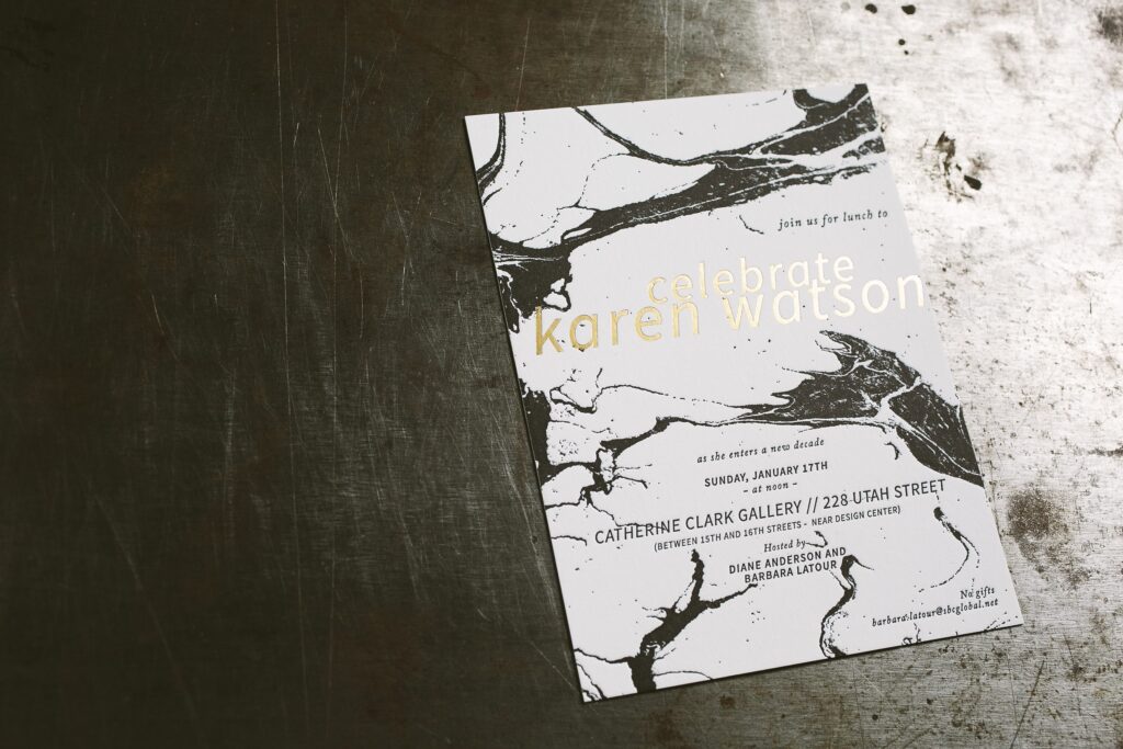 letterpress + foil stamped marble birthday invitations | Bella Figura