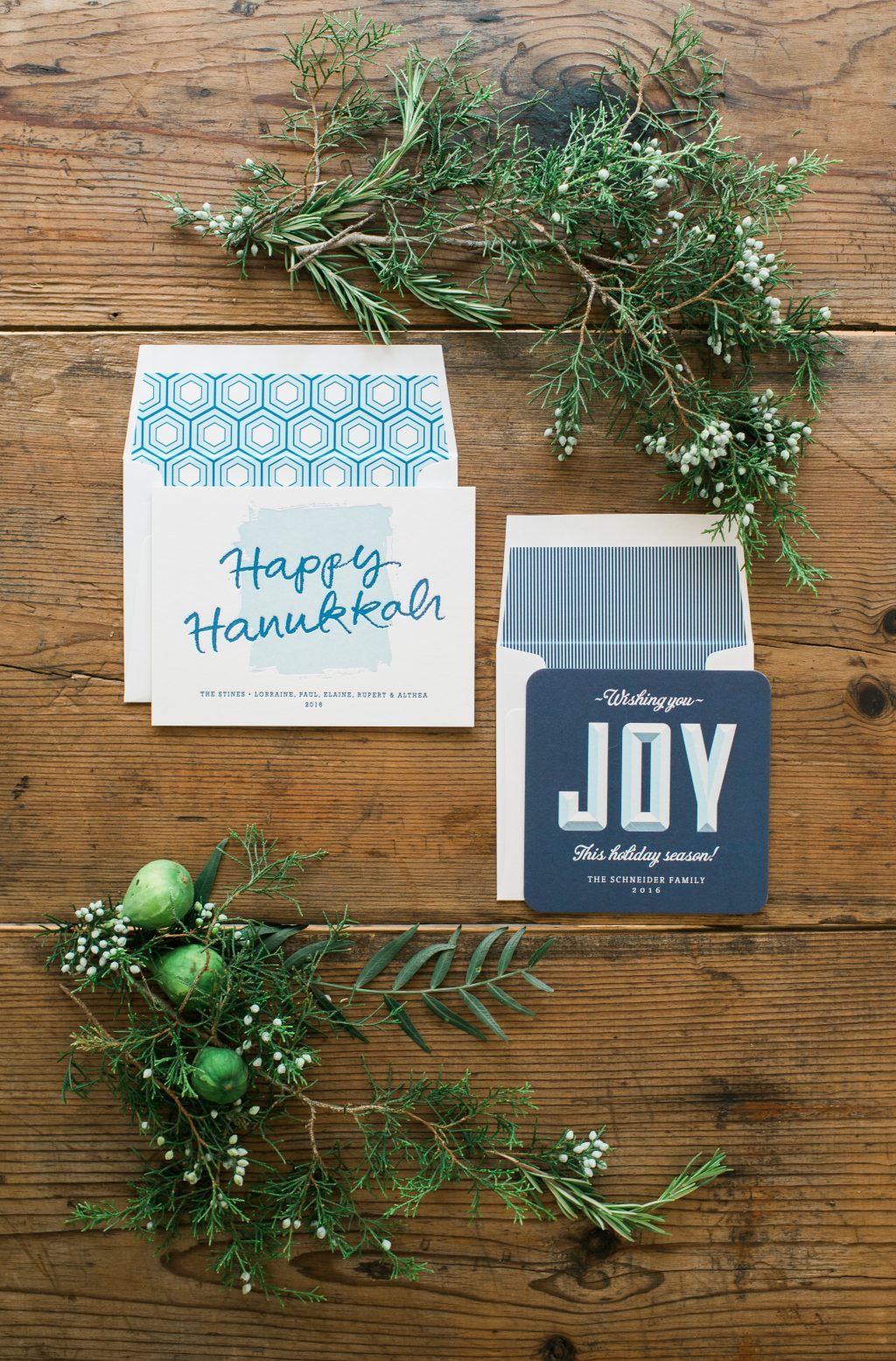 Letterpress Hanukkah card + digitally printed holiday cards from Bella Figura 