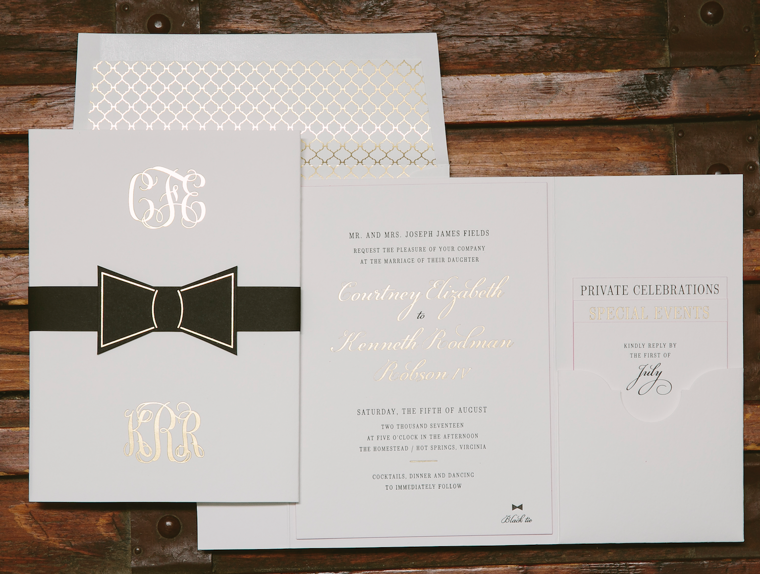 black tie wedding invitations