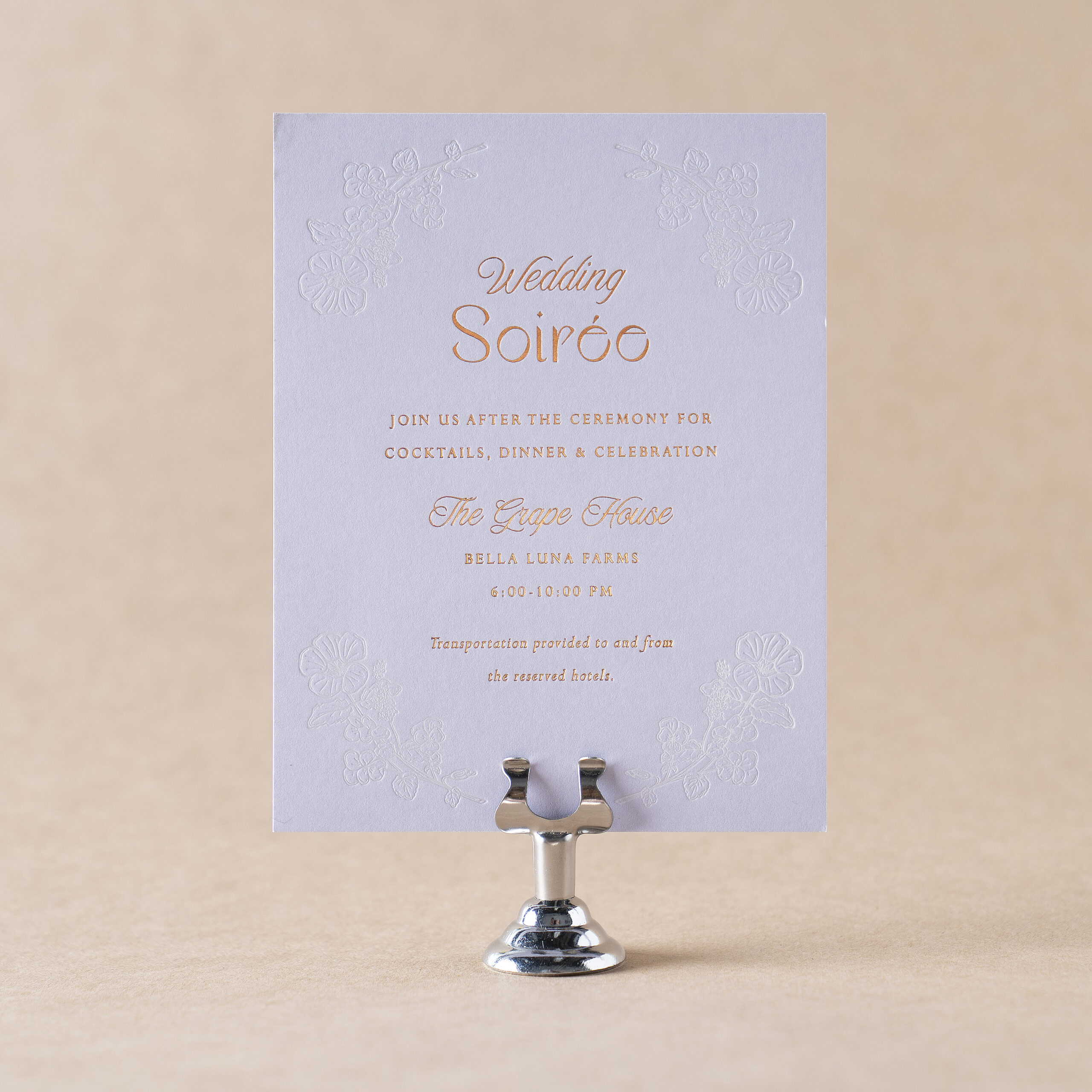 Violette Reception Card design