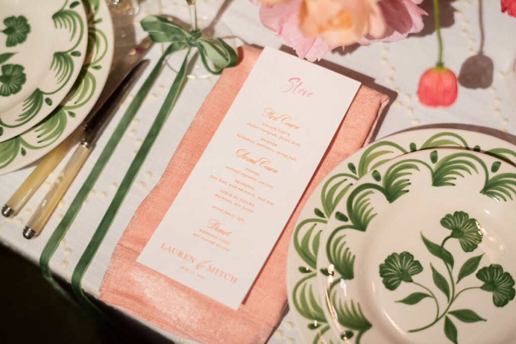 Bella Figura Custom Menu for Wedding Reception