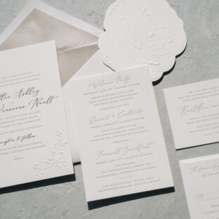 Bella Figura letterpress and foil wedding invitation