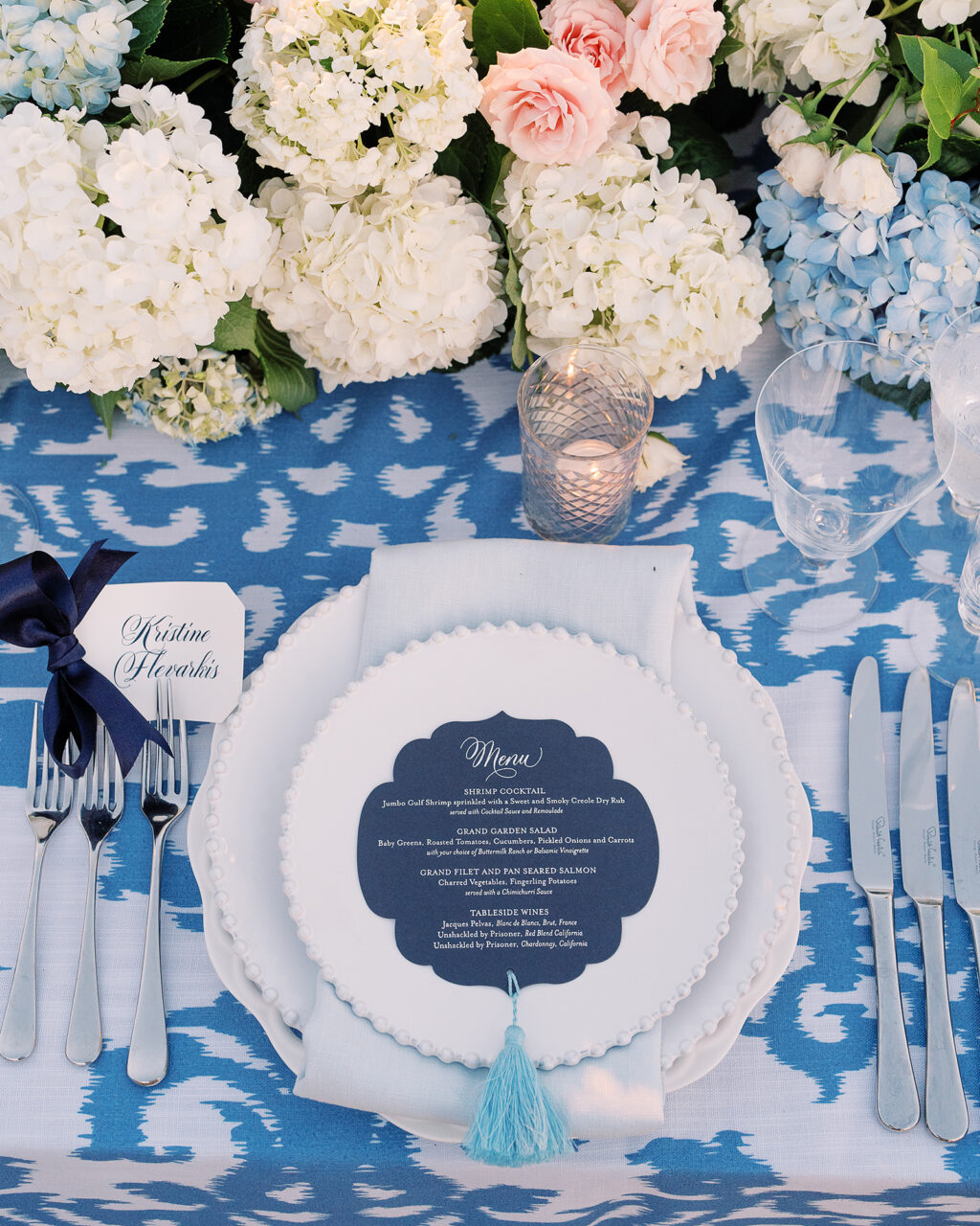 Bella Figura foil stamped menu