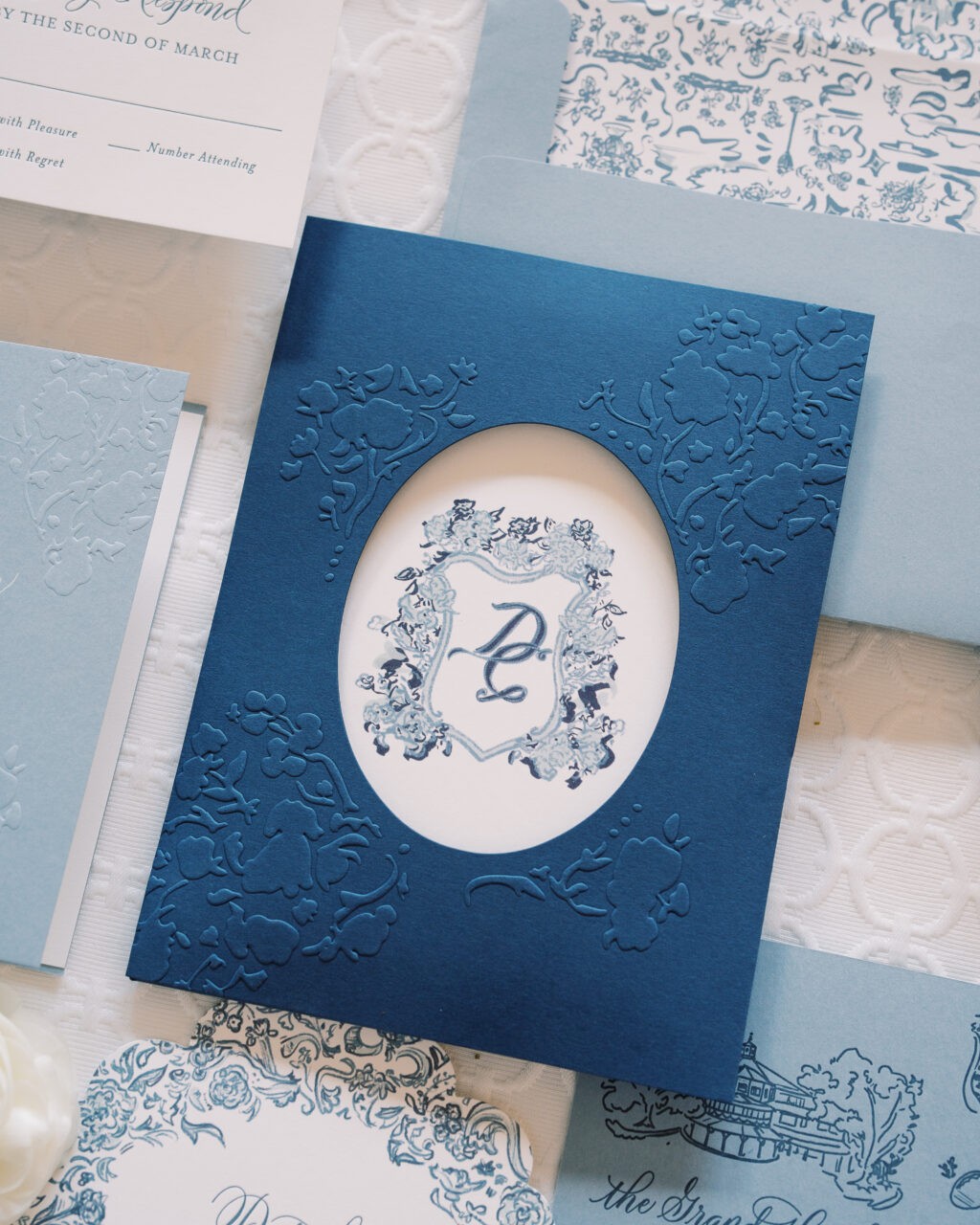 Bella Figura embossed pocket panel with duogram