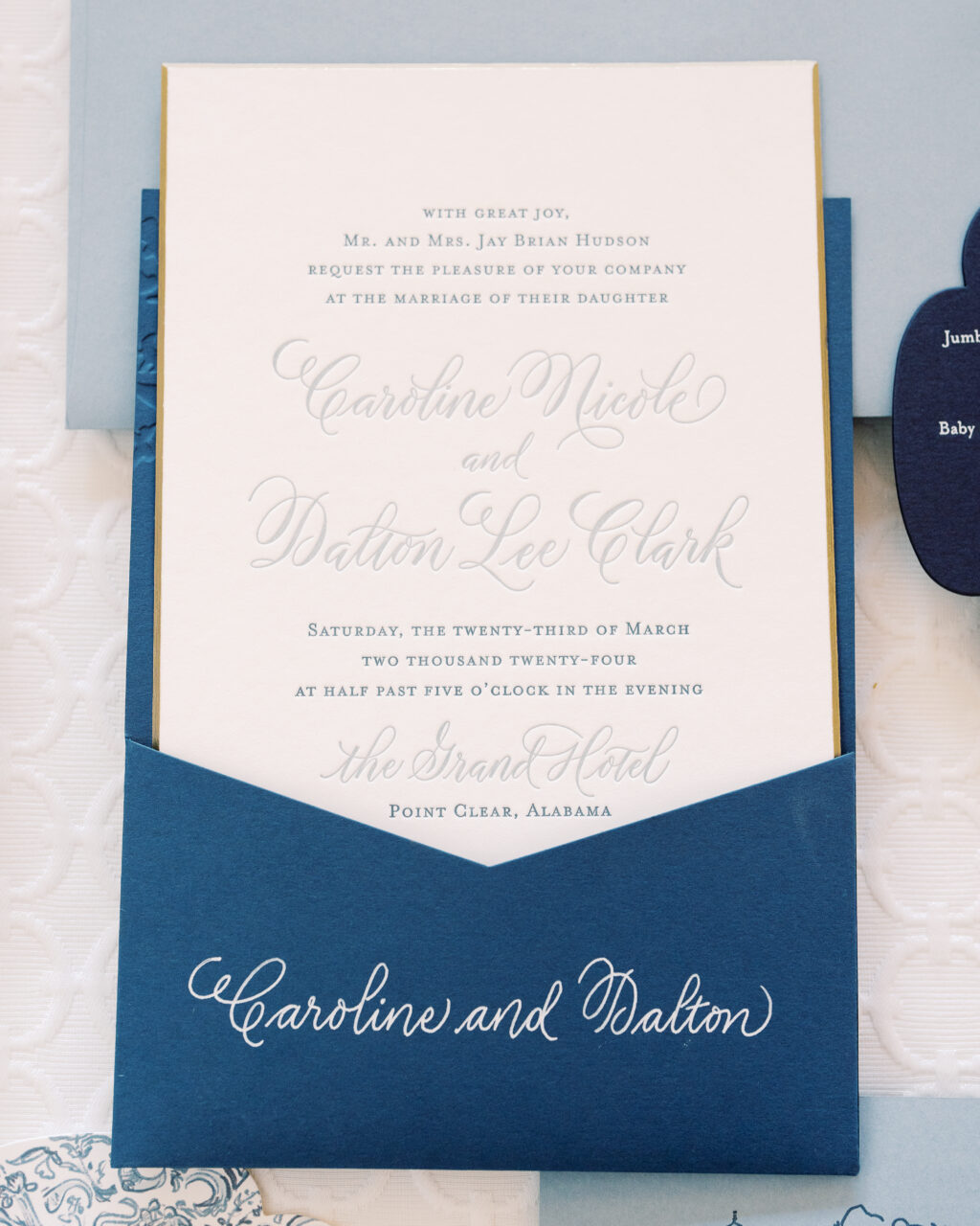 Bella Figura wedding invitation with pocket panel