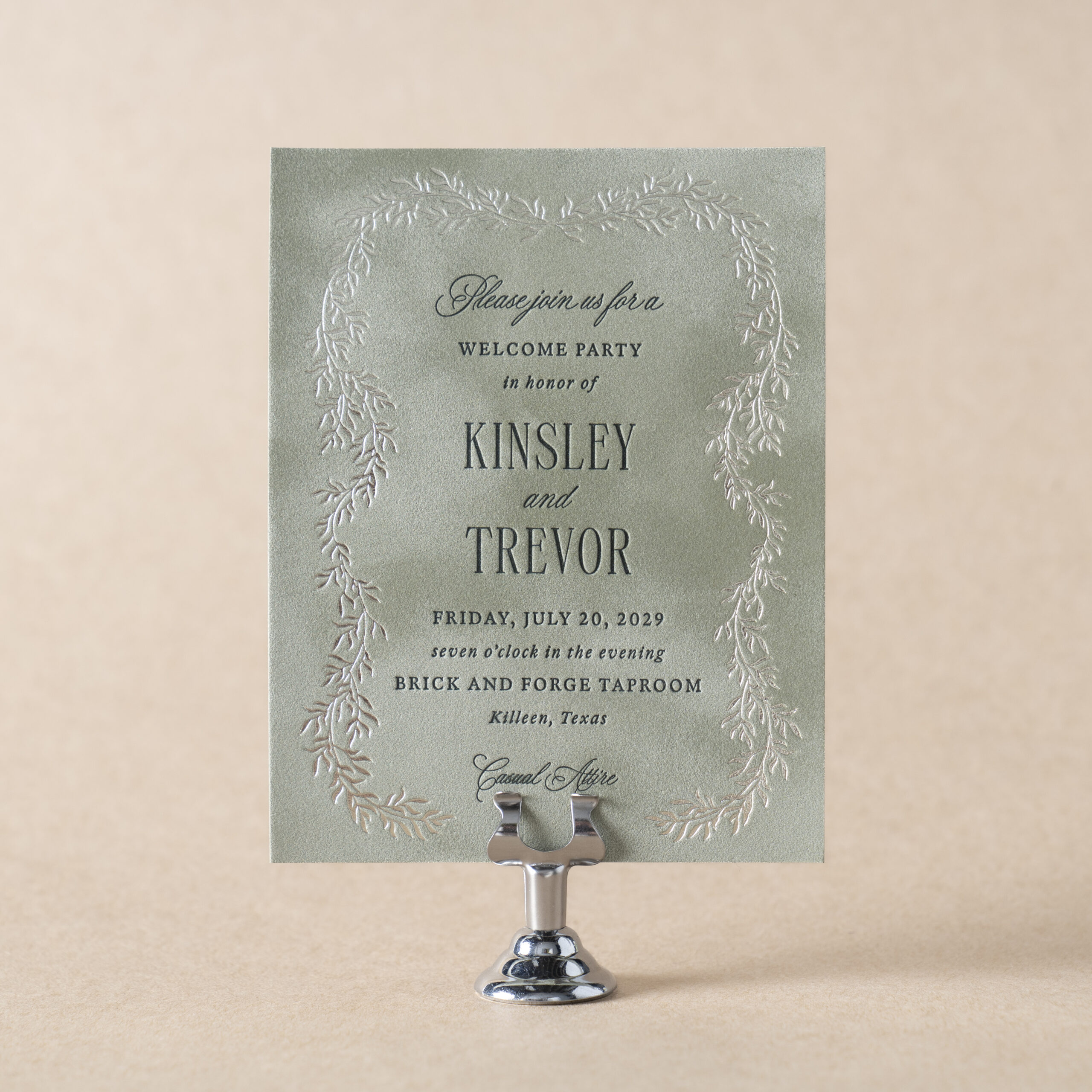 Kinsley Welcome Party Card design
