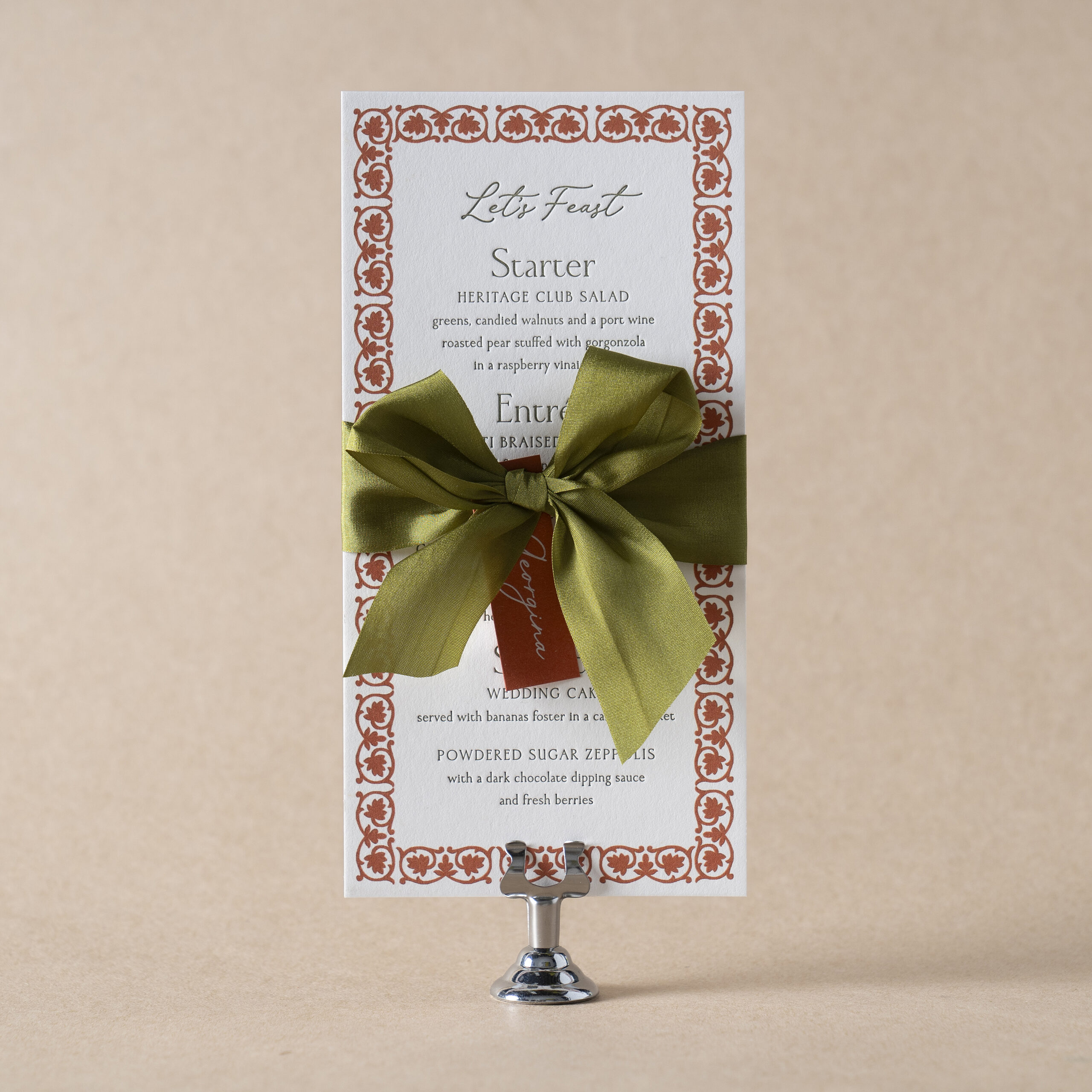 Royce Menu + Place Card Tag design