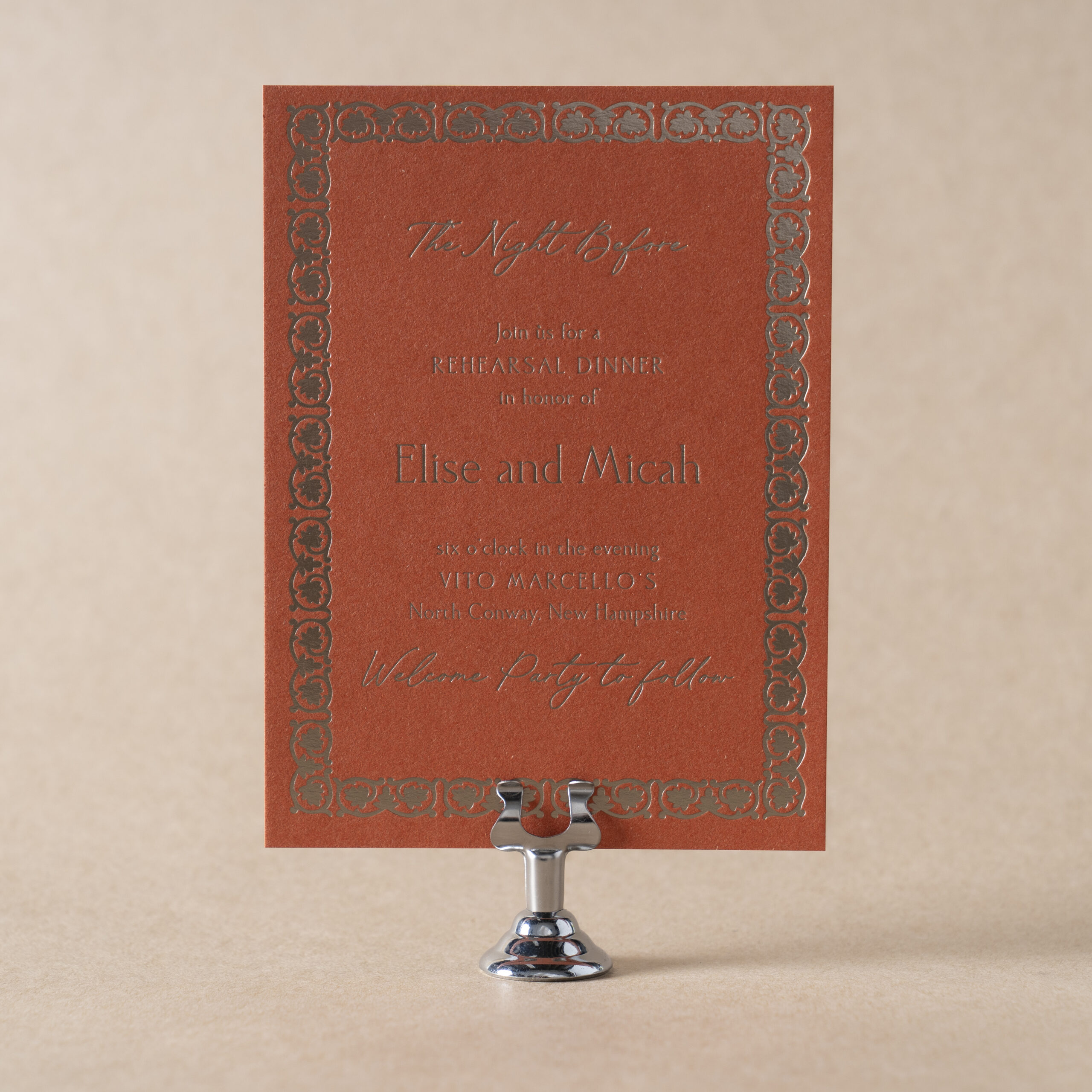 Royce Rehearsal Dinner Card design