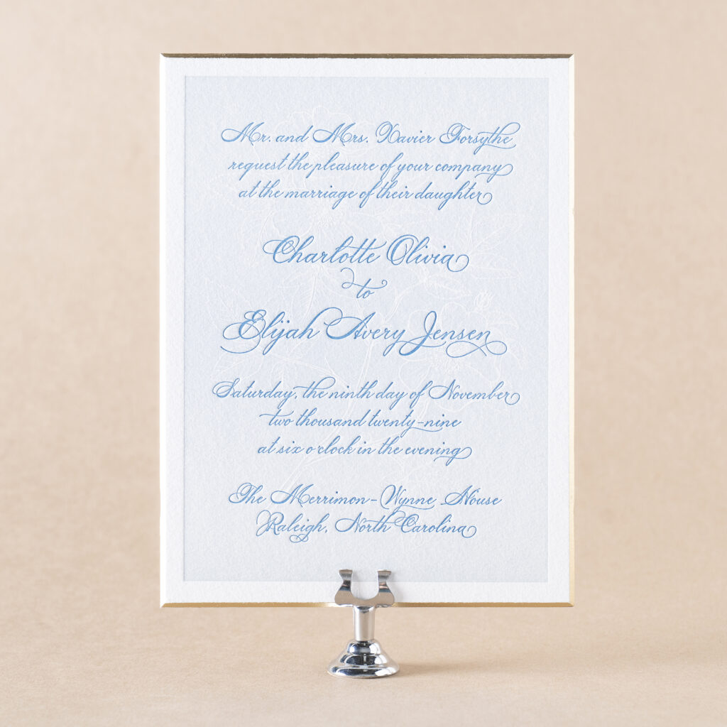 letterpress wedding invitation