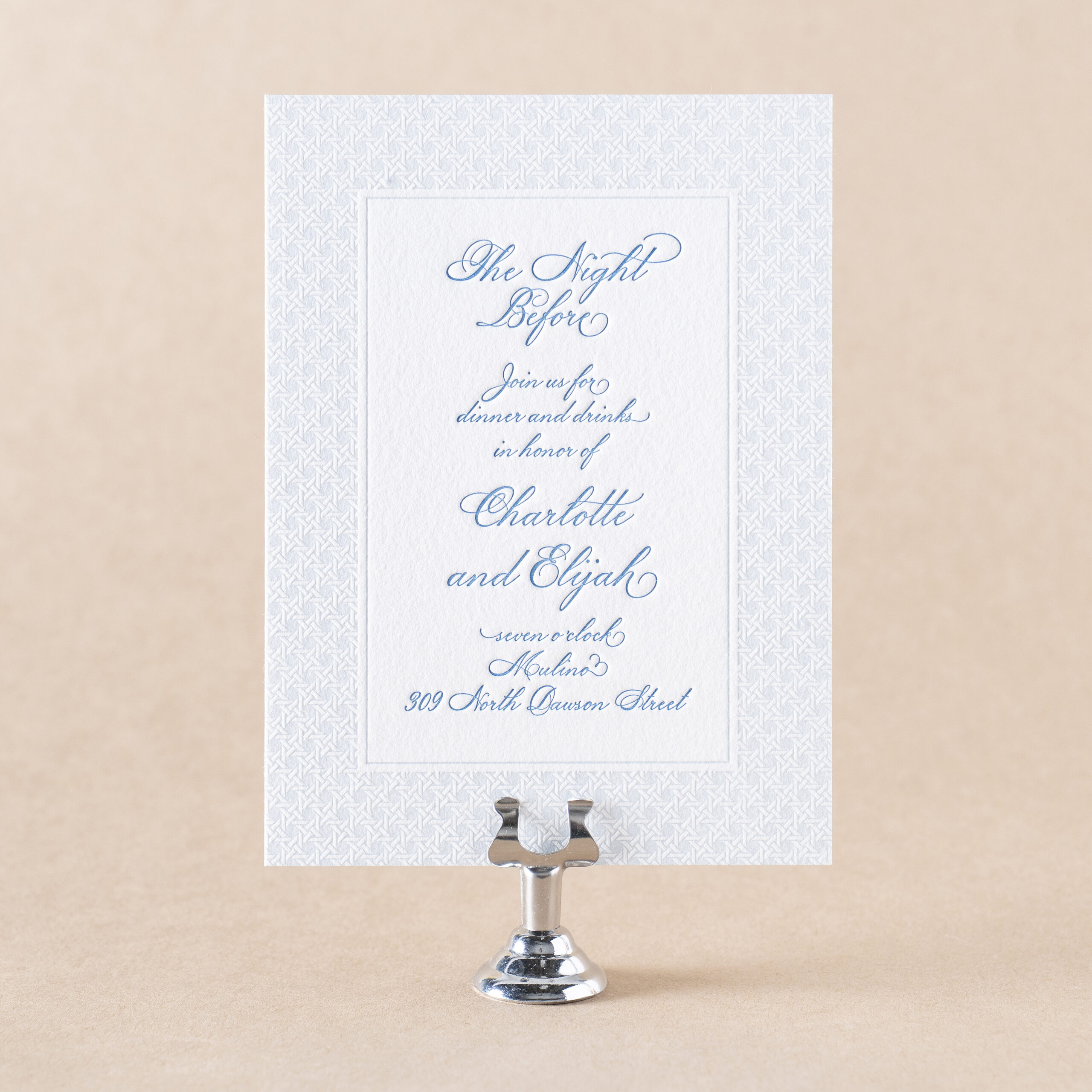 Forsythe Rehearsal Dinner Card design