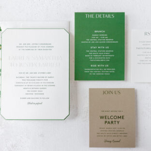 Blind Embossed Wedding Invitation Flat Lay