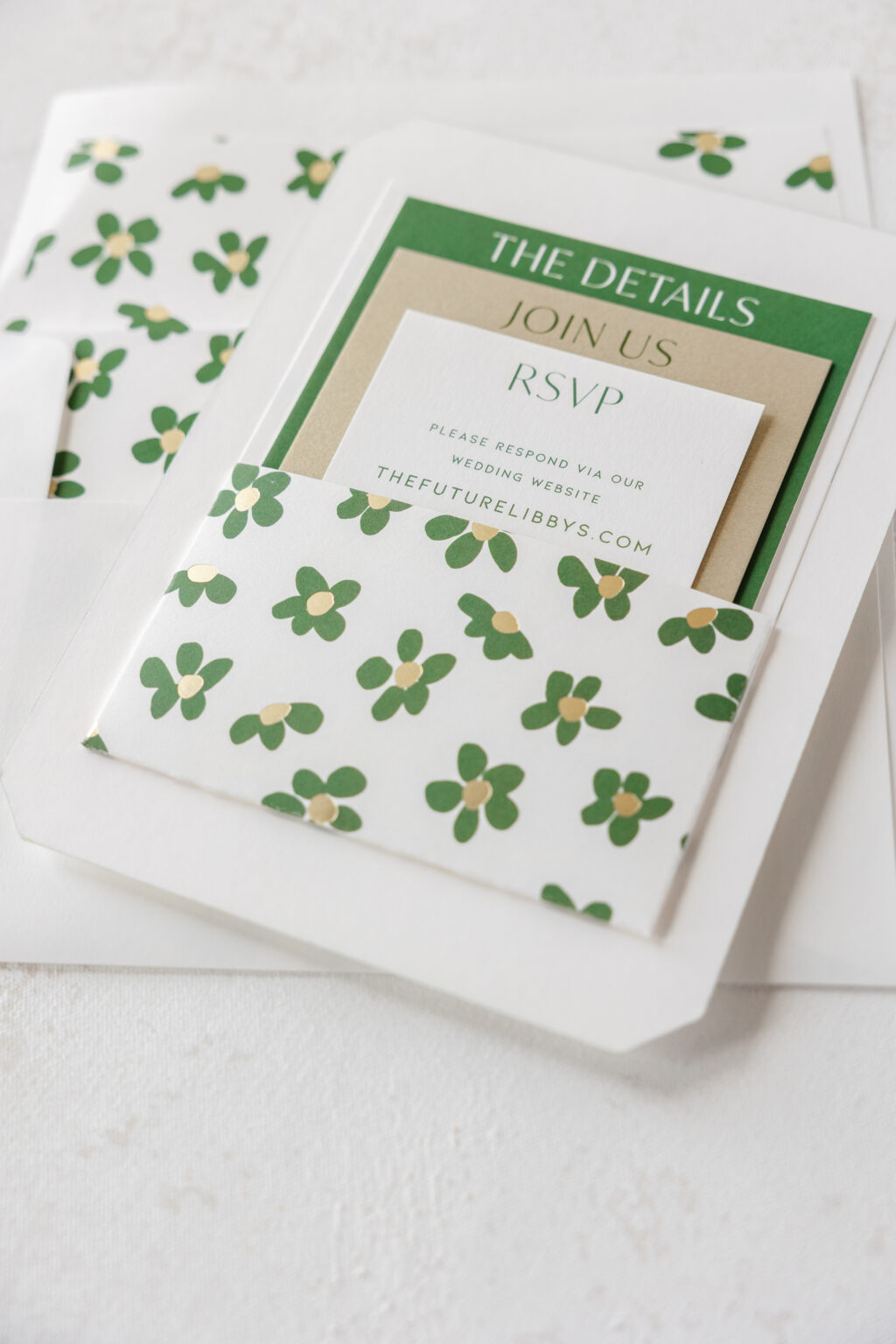 Blind Embossed Wedding Invitation Pocket Panel