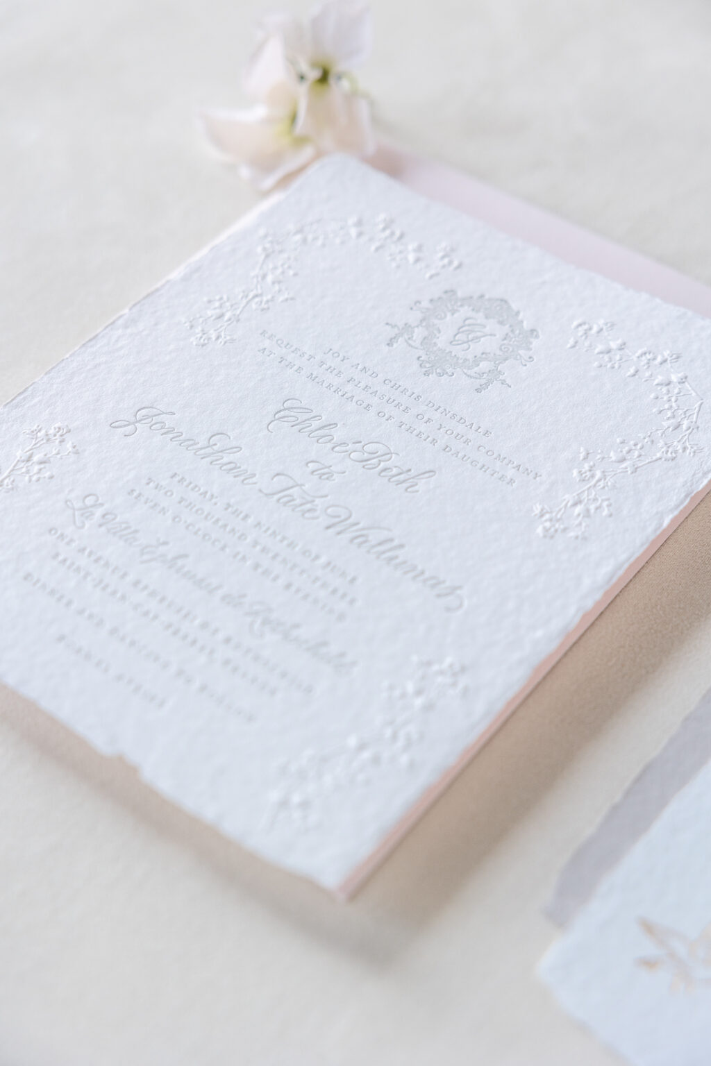 Deckle Edge Invitations for French Wedding