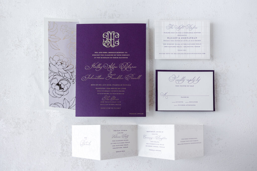Foil Embossed Wedding Invitation