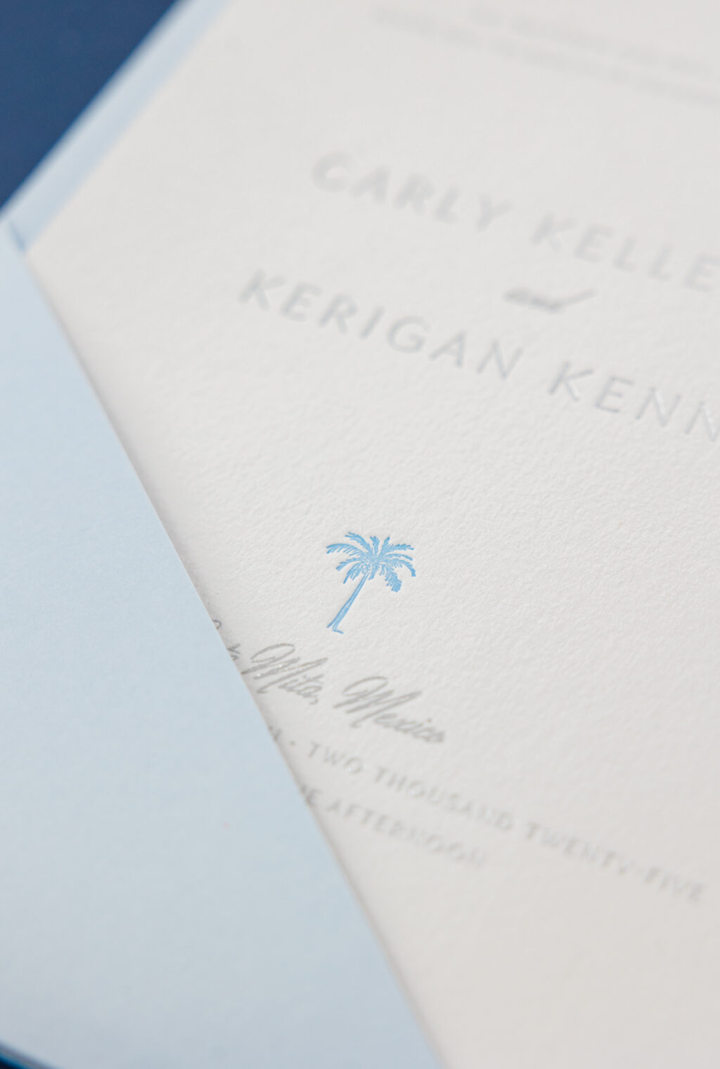 palm detail wedding invitation