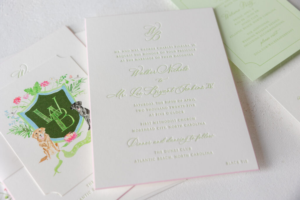 Watercolor Crest Invitation Suite