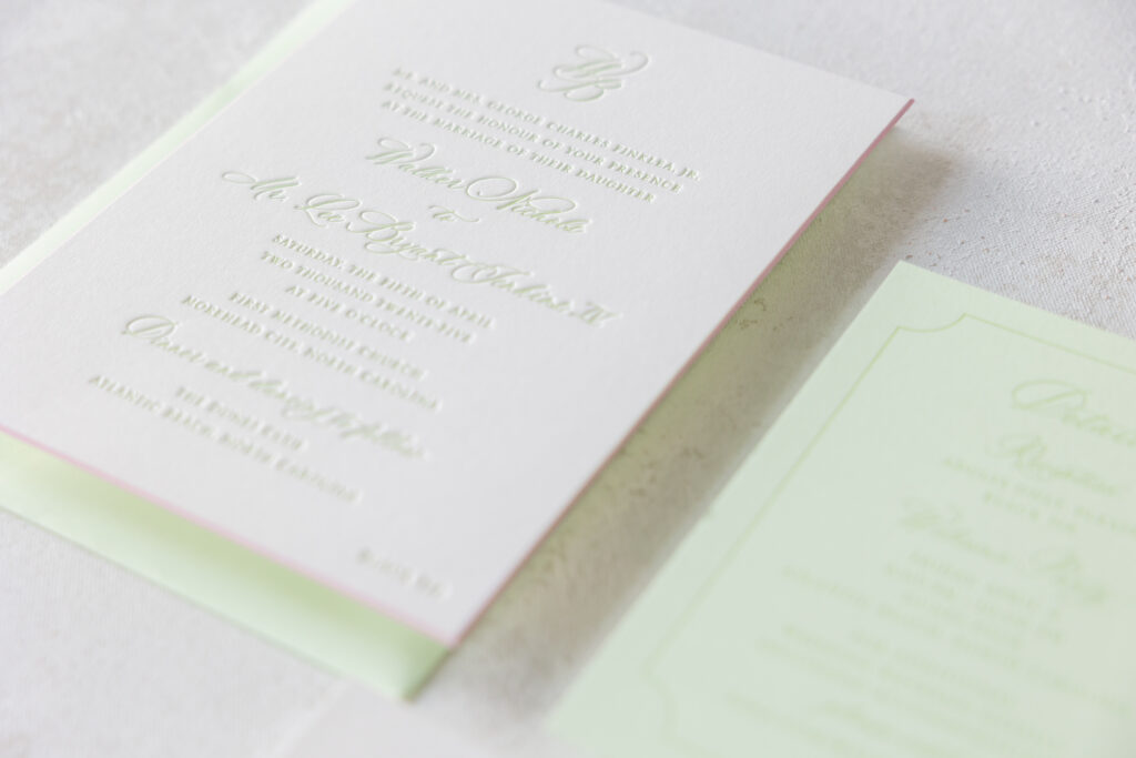 letterpress wedding invitation