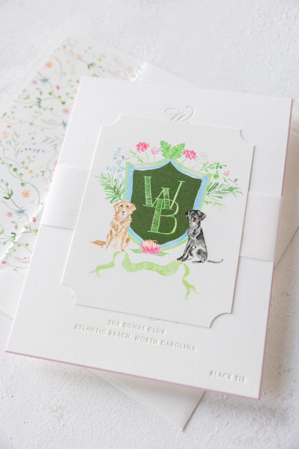 Watercolor Crest Wedding Invitation