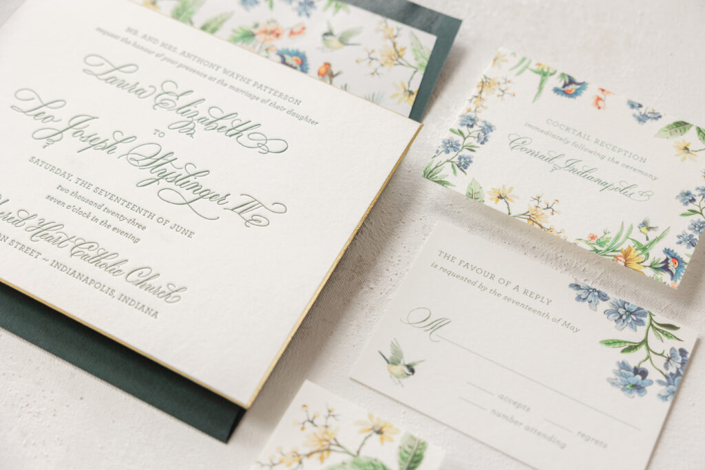 Hand Calligraphy Letterpress Wedding Invitation