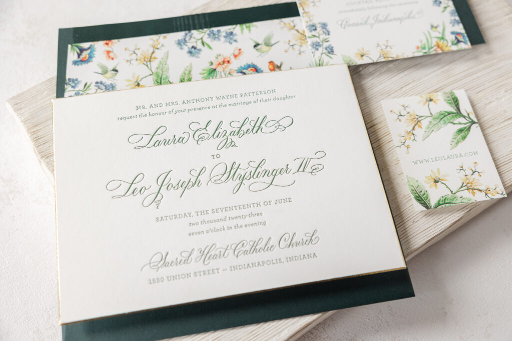 Hand Calligraphy Letterpress Wedding Invitation