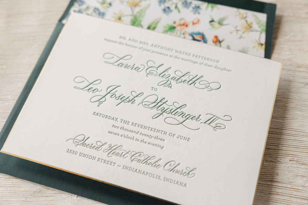 Hand Calligraphy Letterpress Wedding Invitation