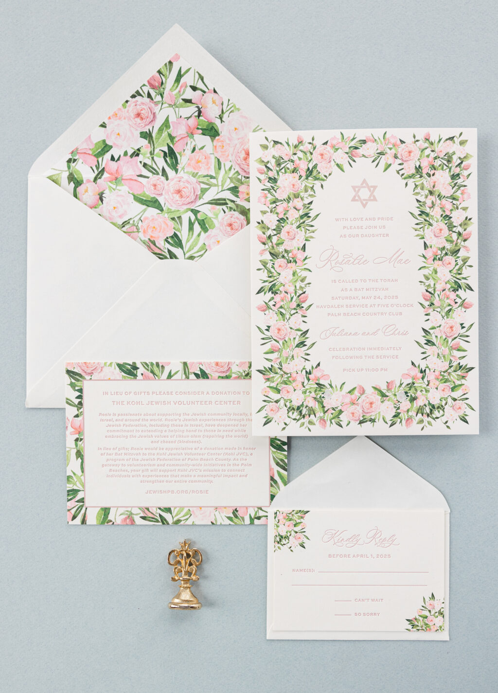 Floral Bat Mitzvah Invitation