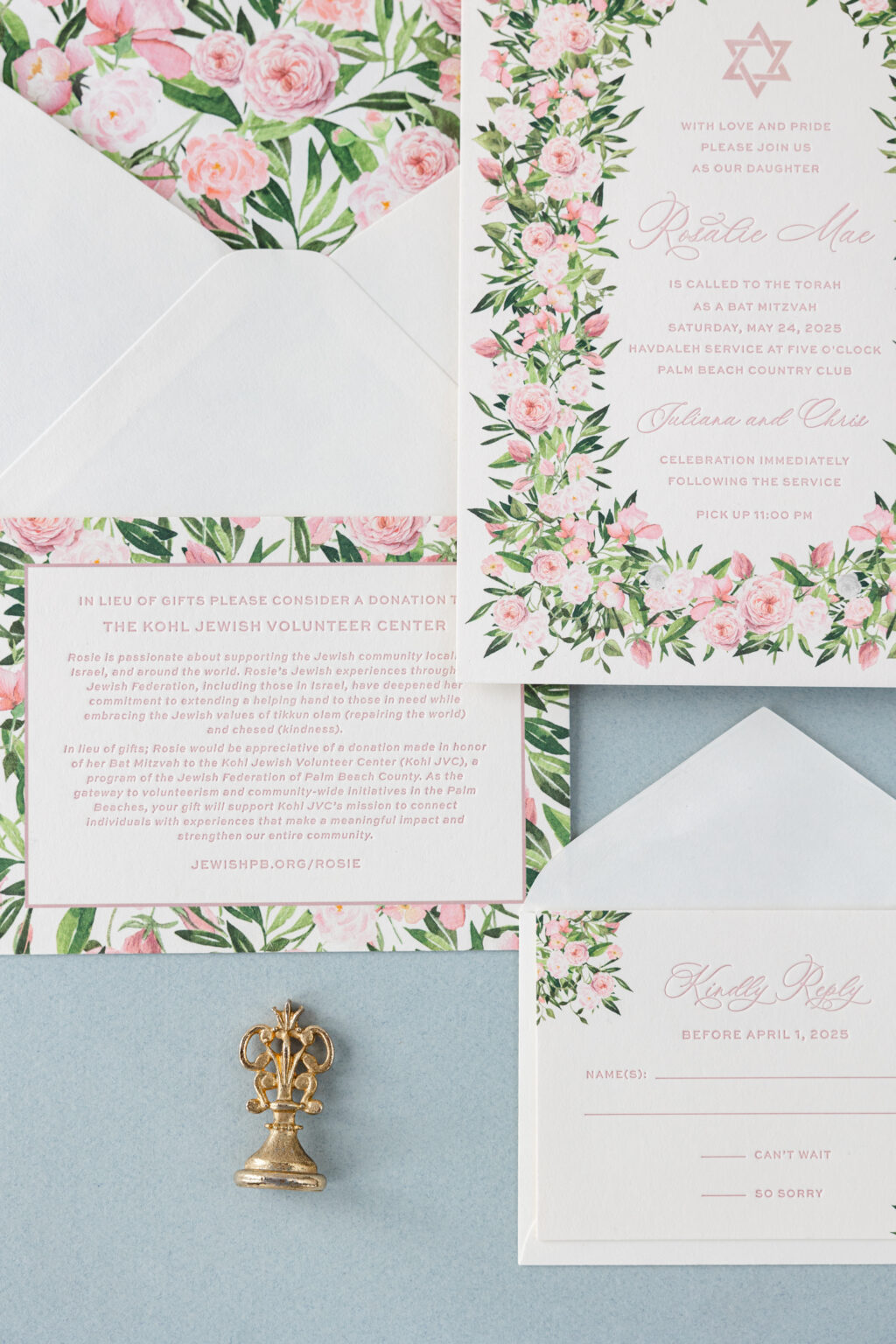 Floral Bat Mitzvah Invitation