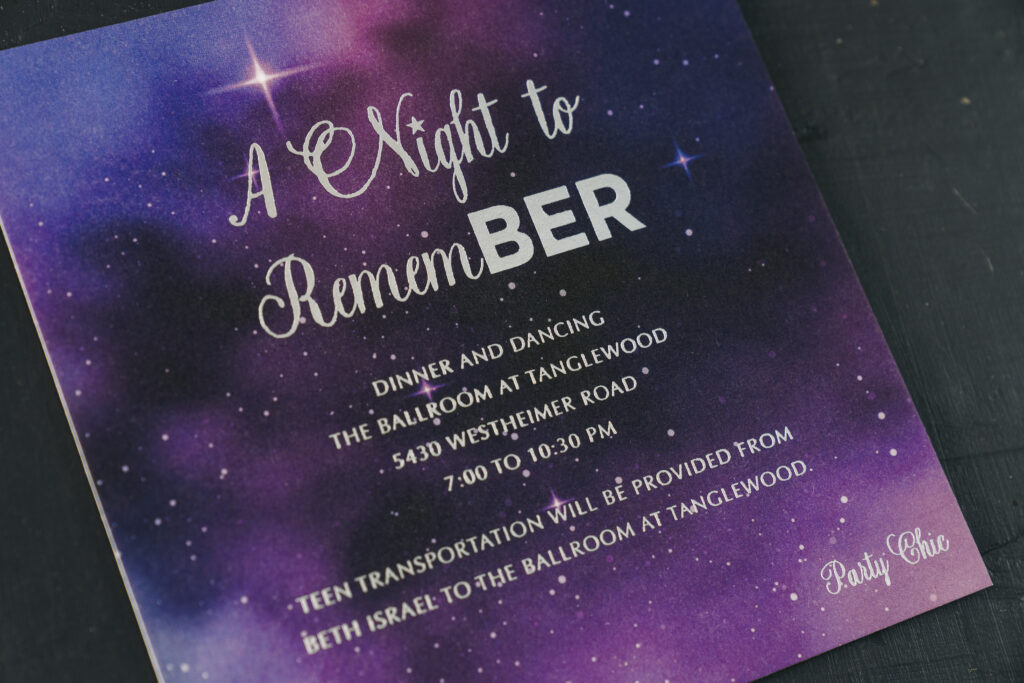 Bat Mitzvah Party Card