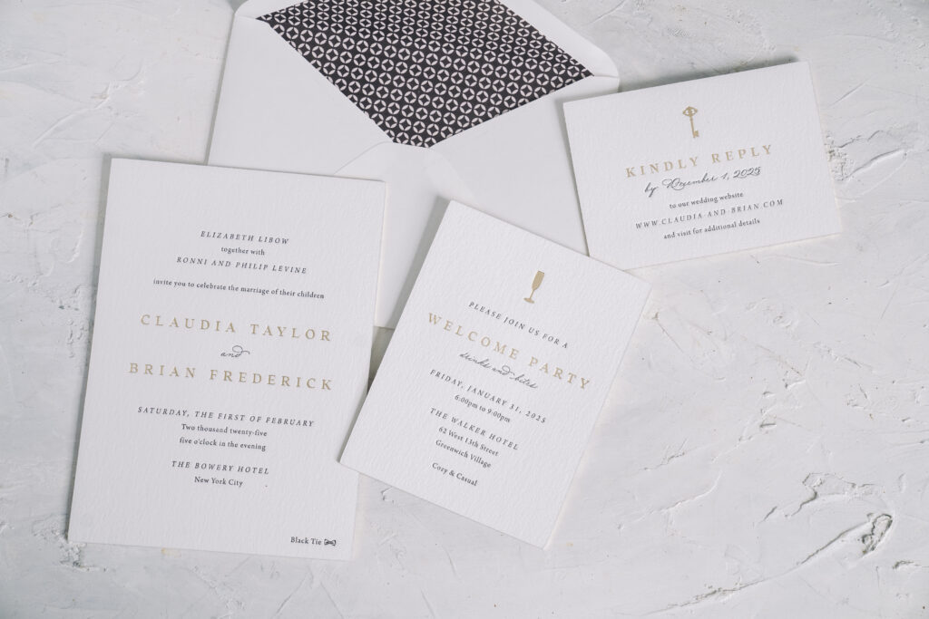 Foil and letterpress wedding suite