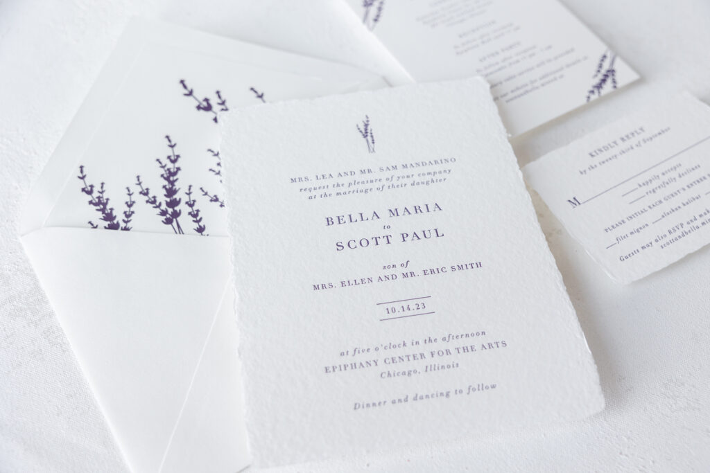 Letterpress Invitation with custom liner