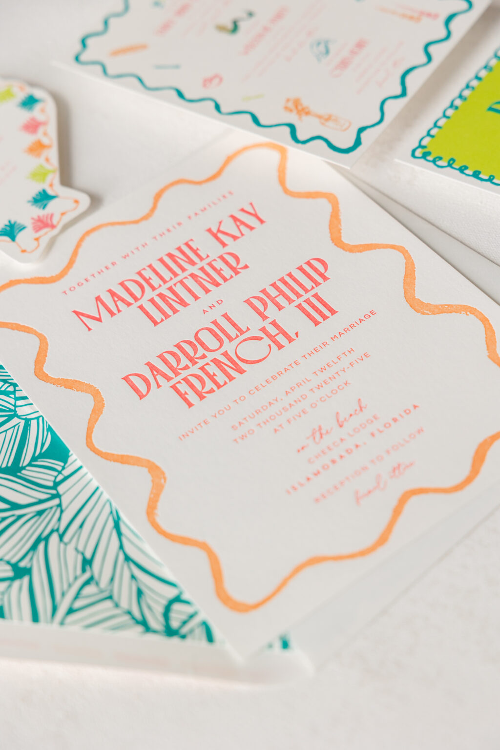 Tropical Letterpress Invitation