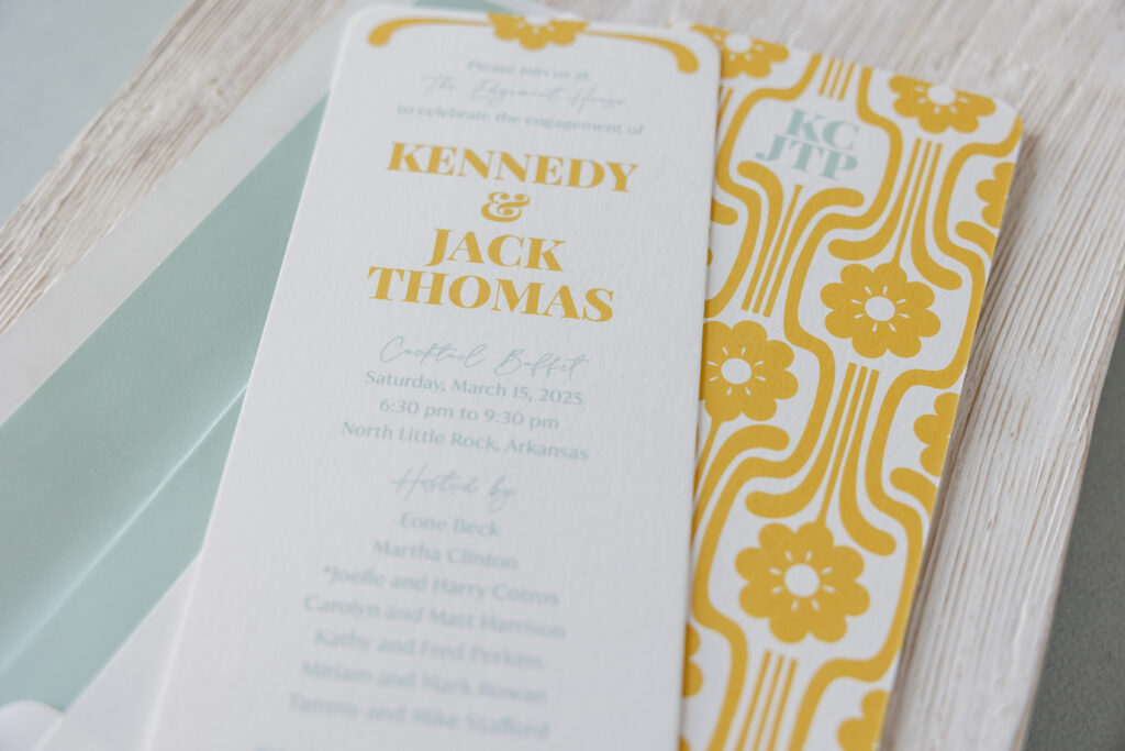 modern floral engagement celebration invite