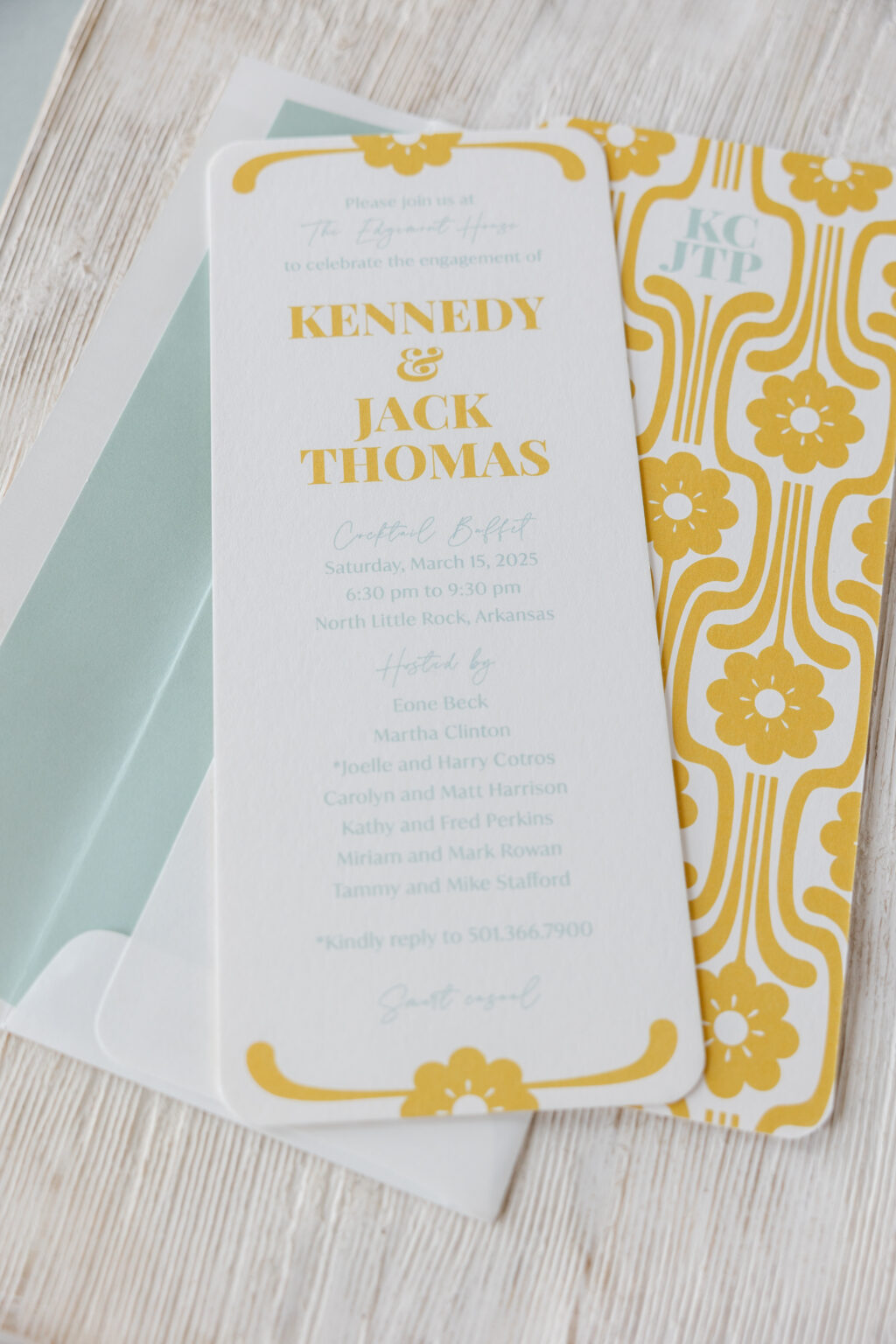 mid century modern Engagement Celebration Invitation