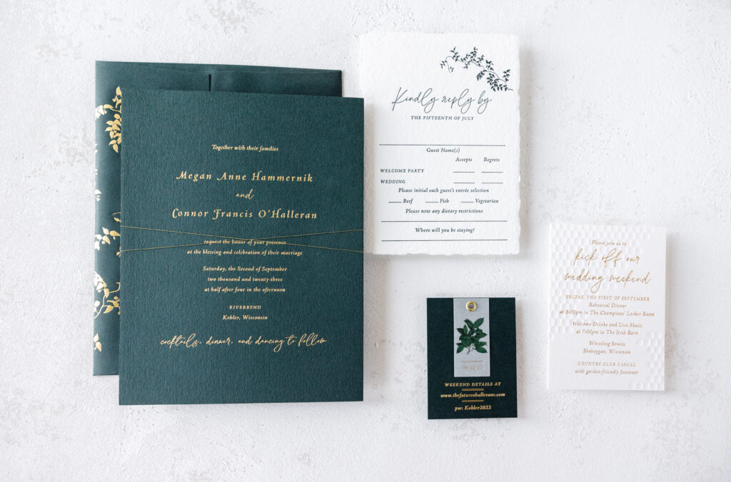 Foil stamped wedding invitation