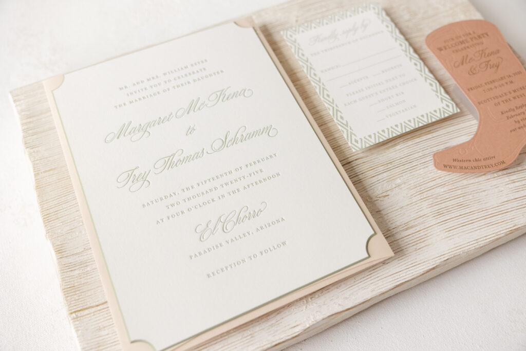 Southwest Inspired Letterpress Wedding Invitations