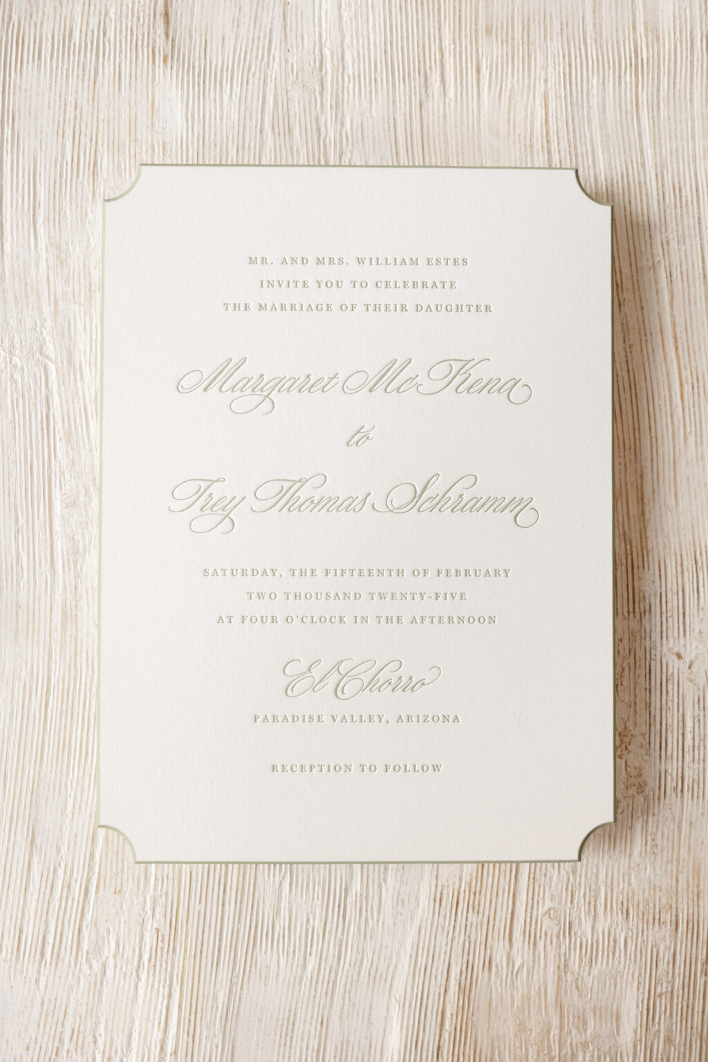 Die cut wedding invitation