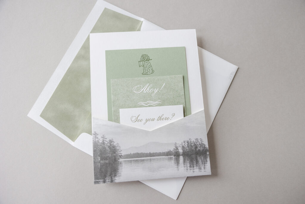 Letterpress Wedding Invitation with Back Pocket