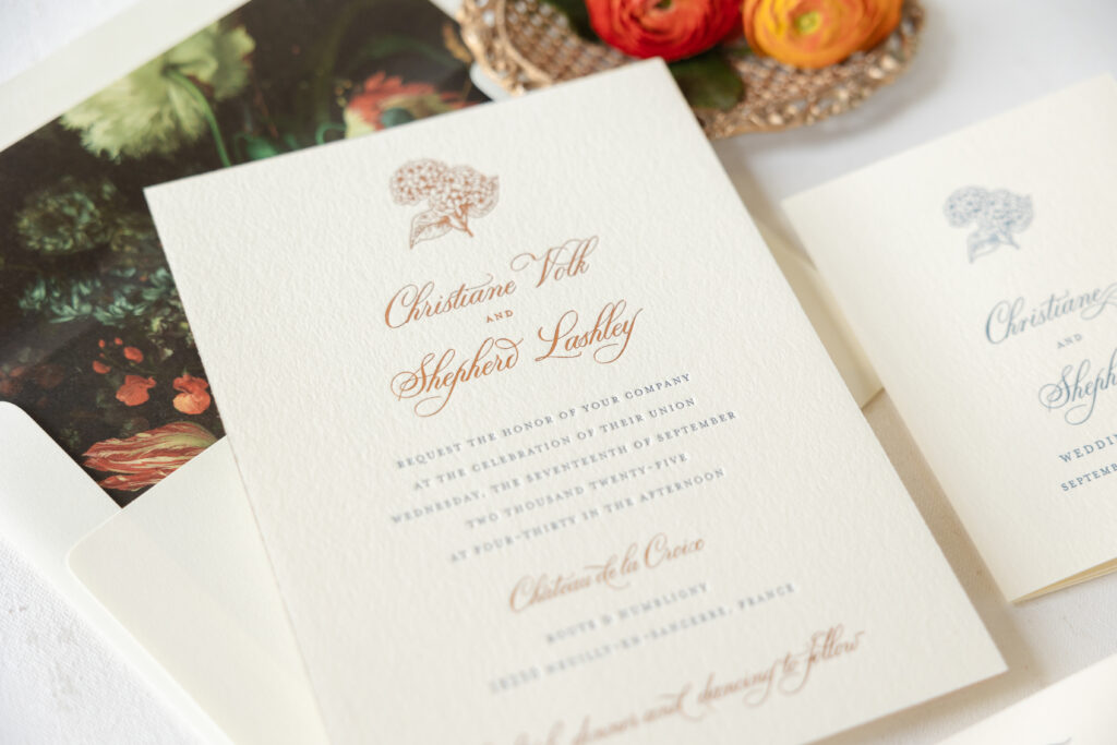 letterpress and foil wedding invitations