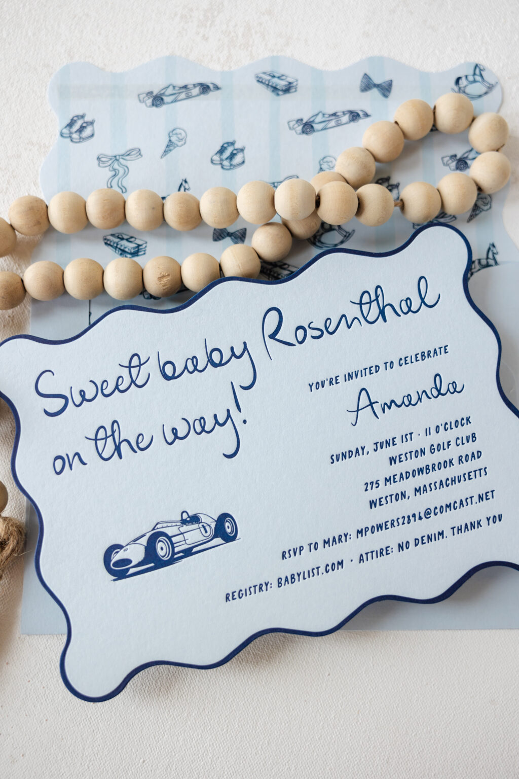 Baby Shower Invitation with Custom Envlope
